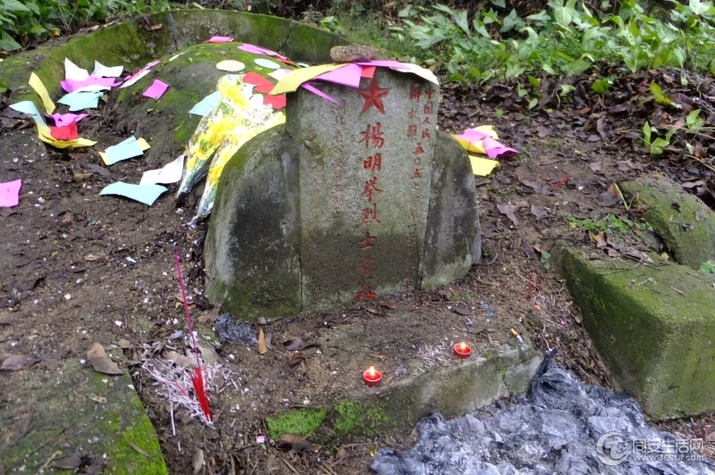 4月2日下午，又去东山清风园扫另两座烈士墓，刚好有人给杨明举烈士扫过，还按民间风俗烧纸钱、压纸、烧香， ...